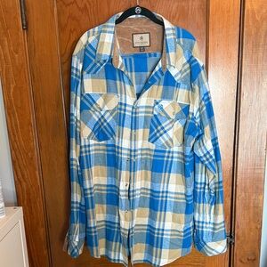Legendary Whitetails Blue and Brown Plaid Button Down Shirt